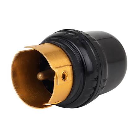 2 Pin Plug Top (Black) – Heavy Duty Electrical Male Plug | Brass Pin